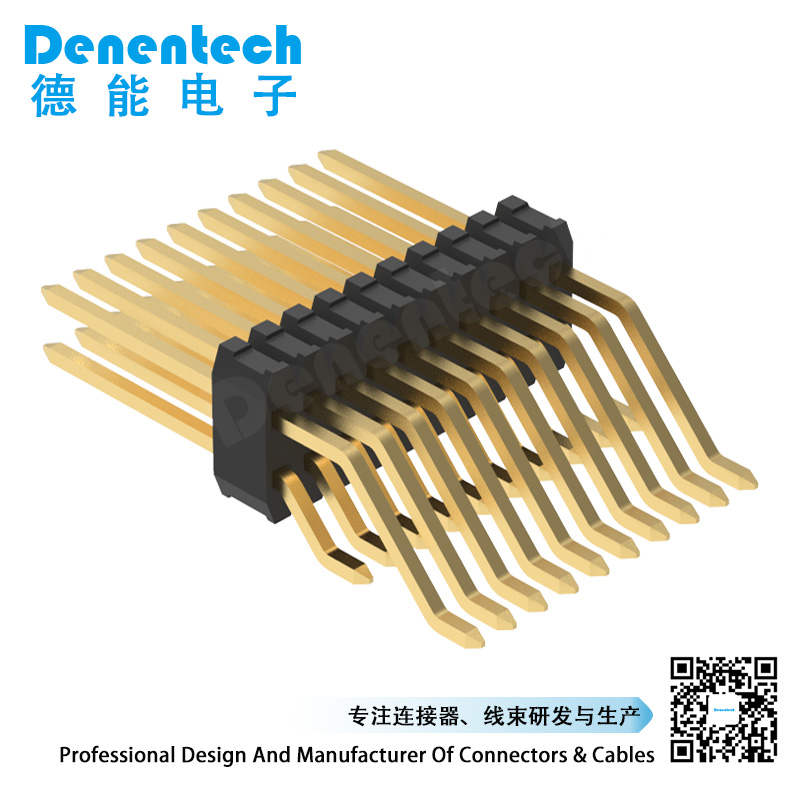 Denentech 高质量 0.80mm双排单塑90度SMT排针连接器